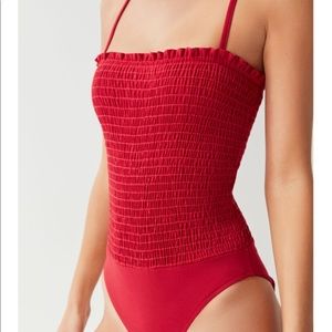 Urban Outfitters Red Smocked Bodysuit NWT